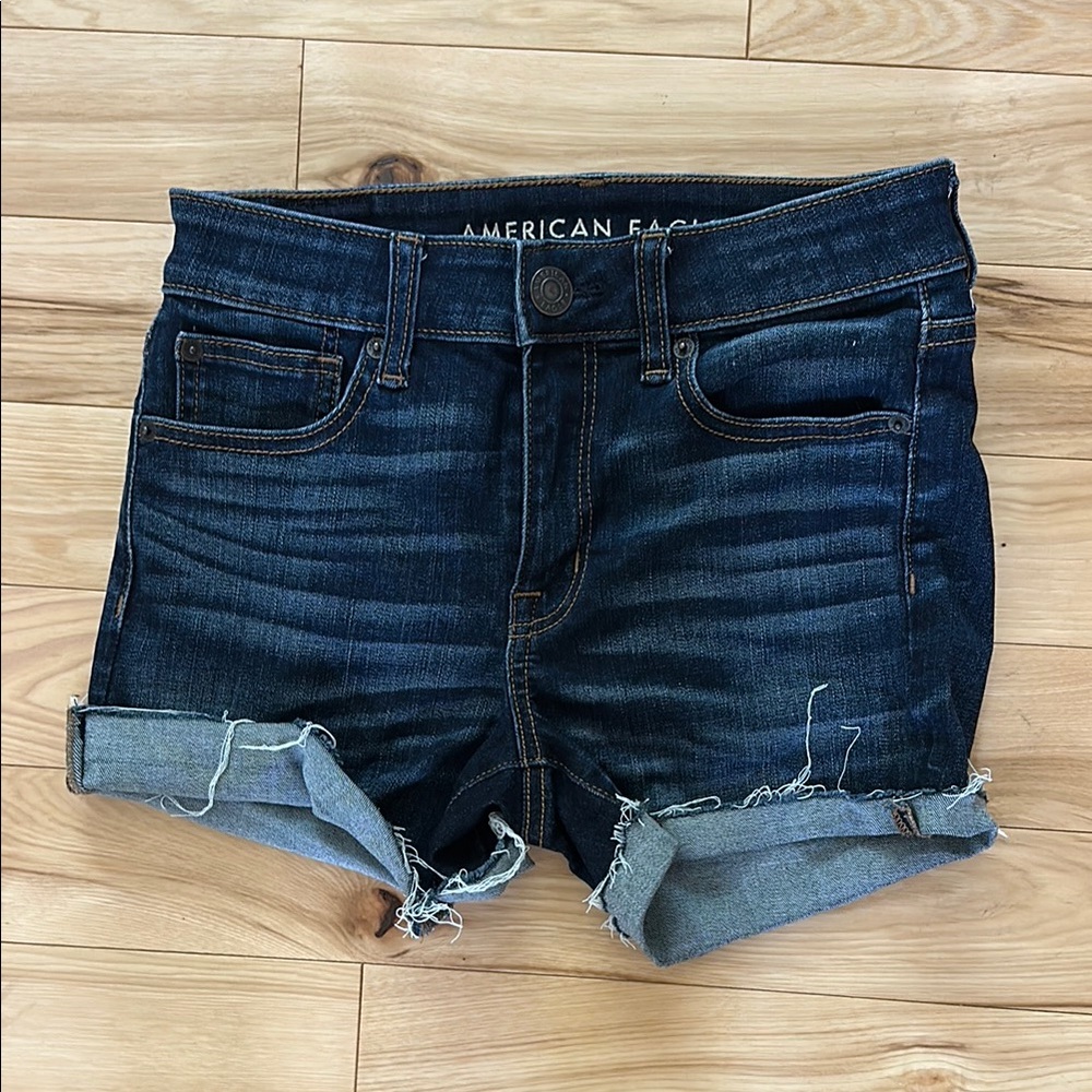 American Eagle Outfitters Women's Rolled Cuff Jean Shorts - Indigo
